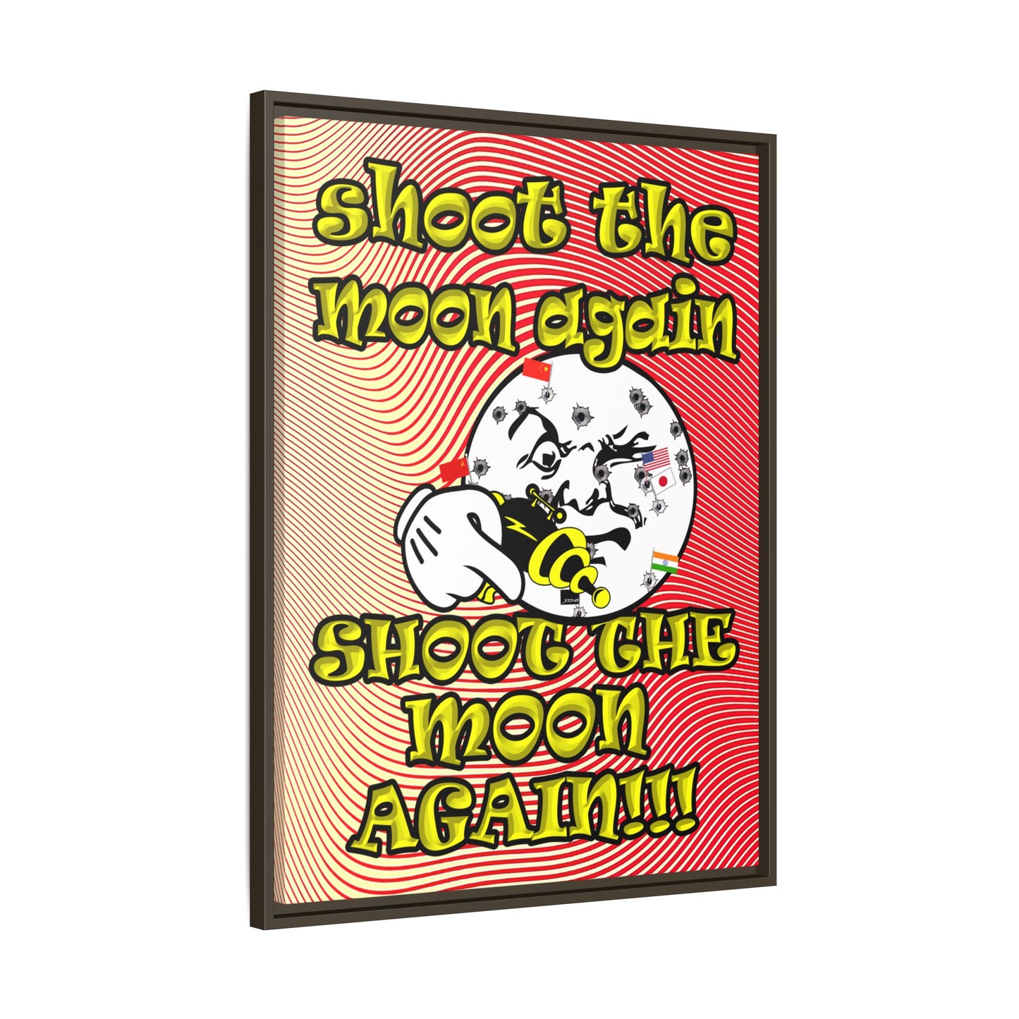shoot the moon again - framed canvas art (yellow-orange wave)