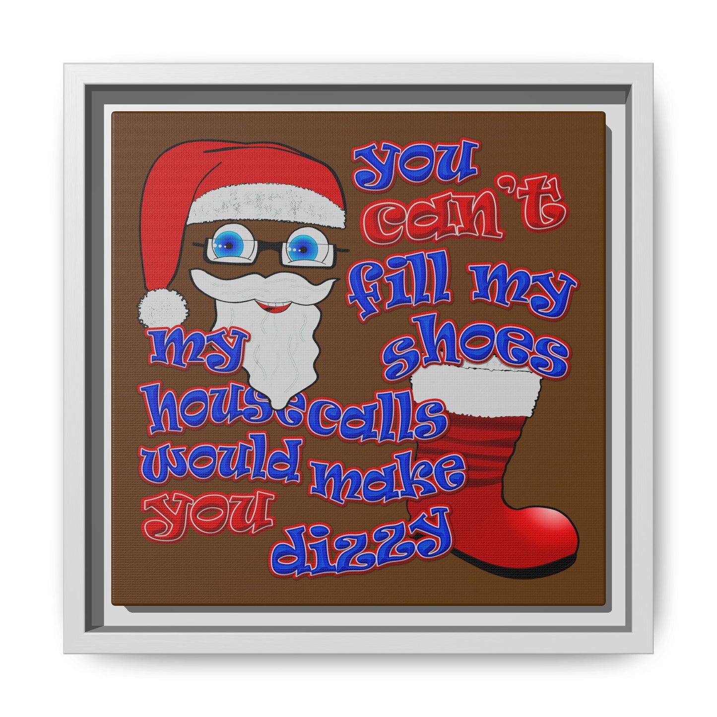 santa's shoes - framed canvas art (brown)