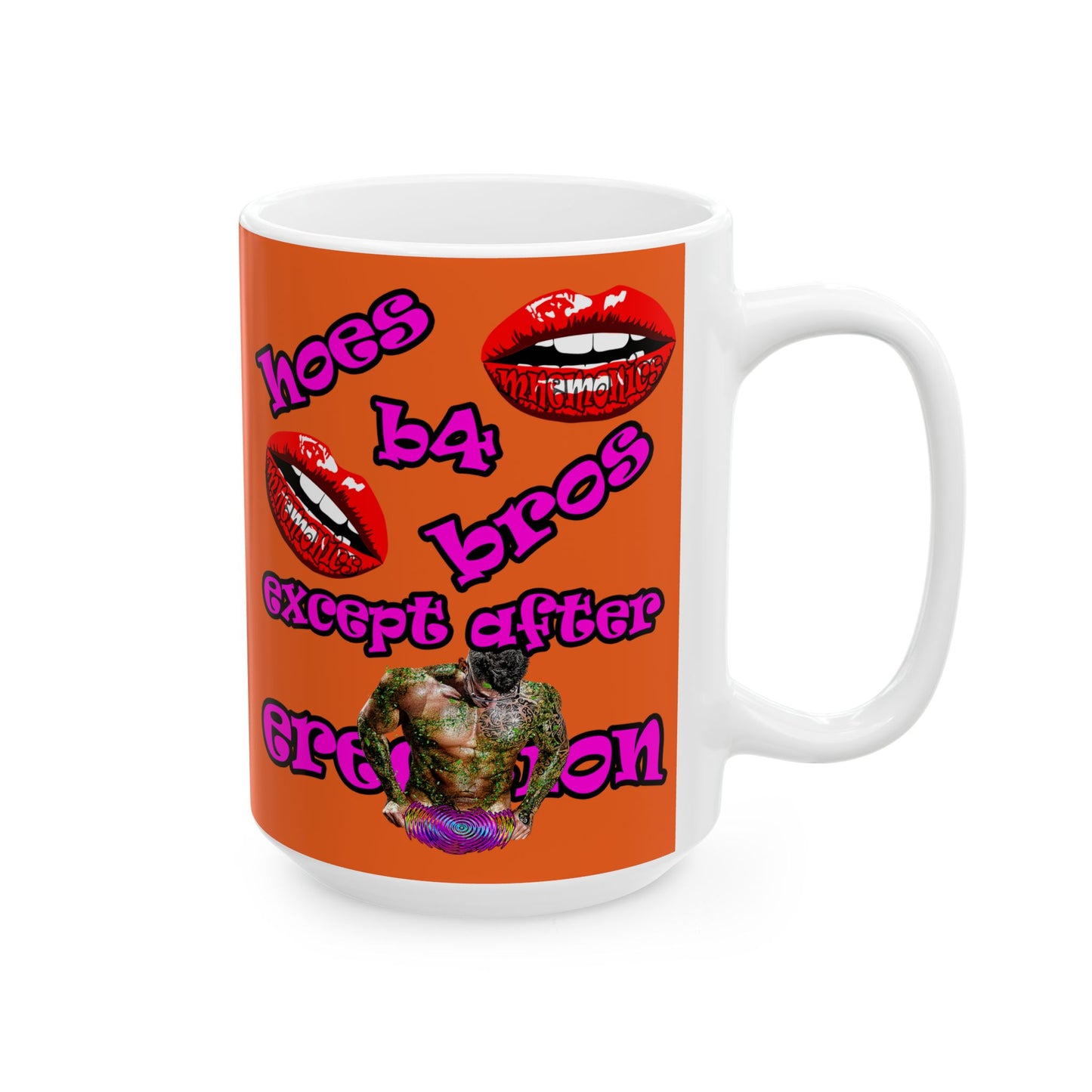 hoes b4 bros - White Mug (orange)