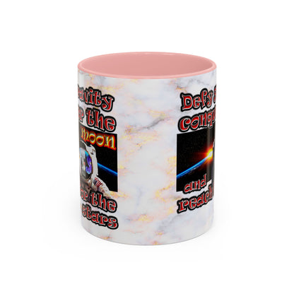 defy conquer reach - Accent Mug (white marble)
