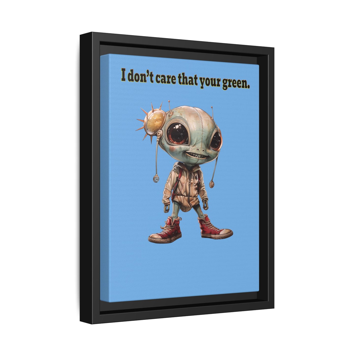 I don't care that your green - framed canvas art (light blue)