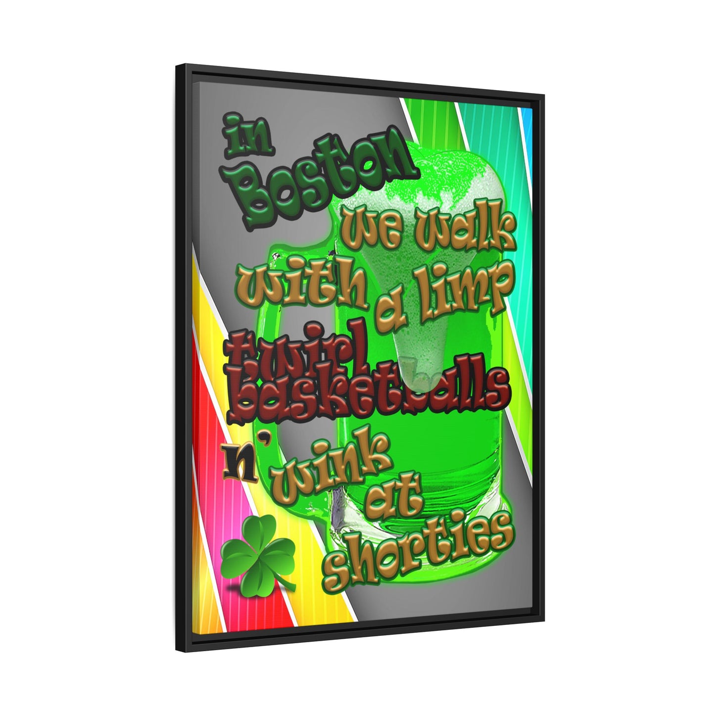 celtics logo - framed canvas art (rainbow split)