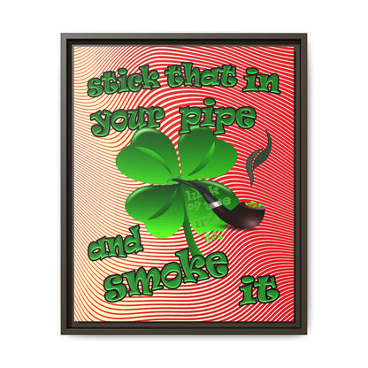 stick that in your pipe and smoke it - framed canvas art (yellow-orange wave)