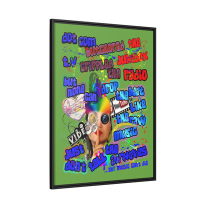drop the beat - framed canvas art (green)