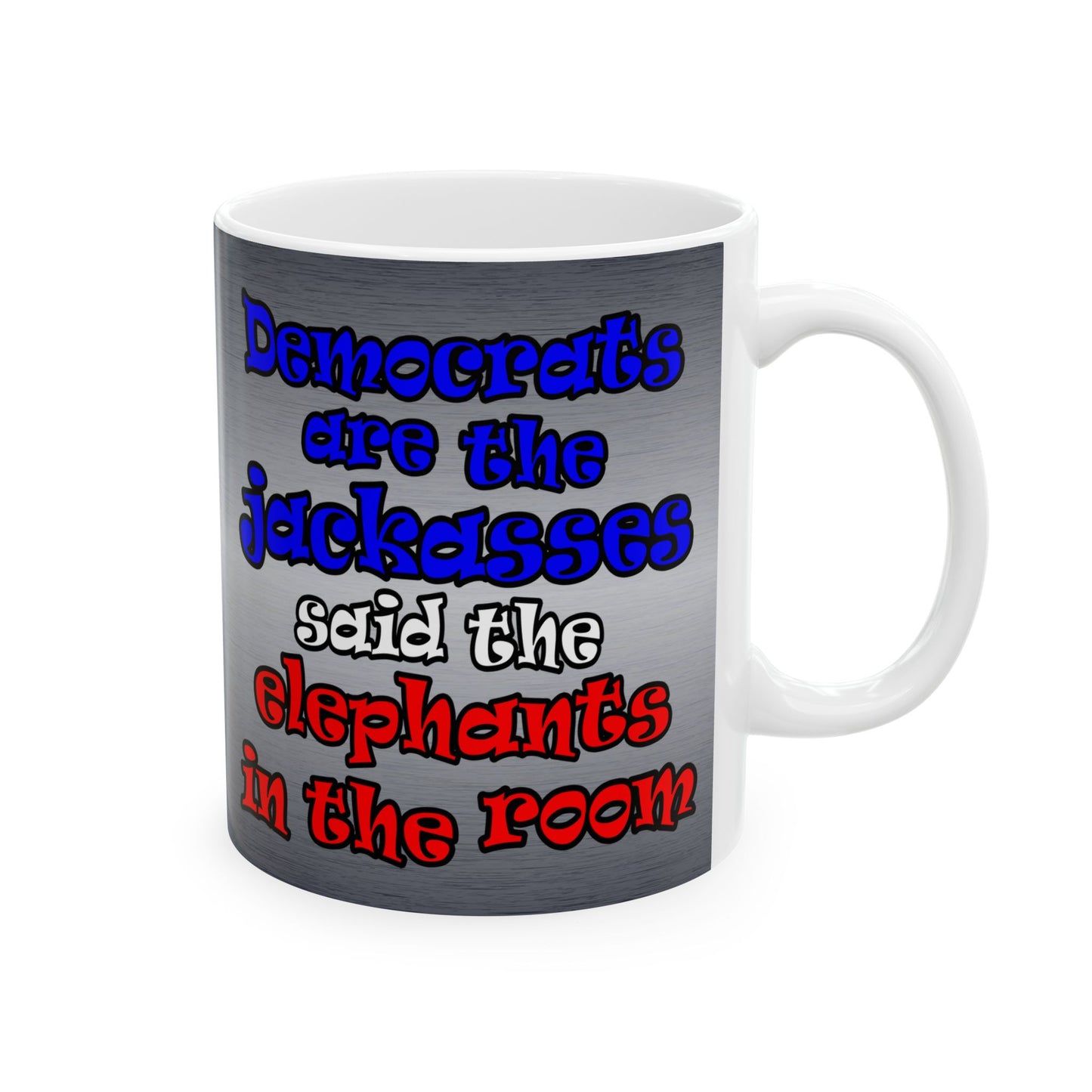 donkeys and elephants - White Mug (brushed nickel)