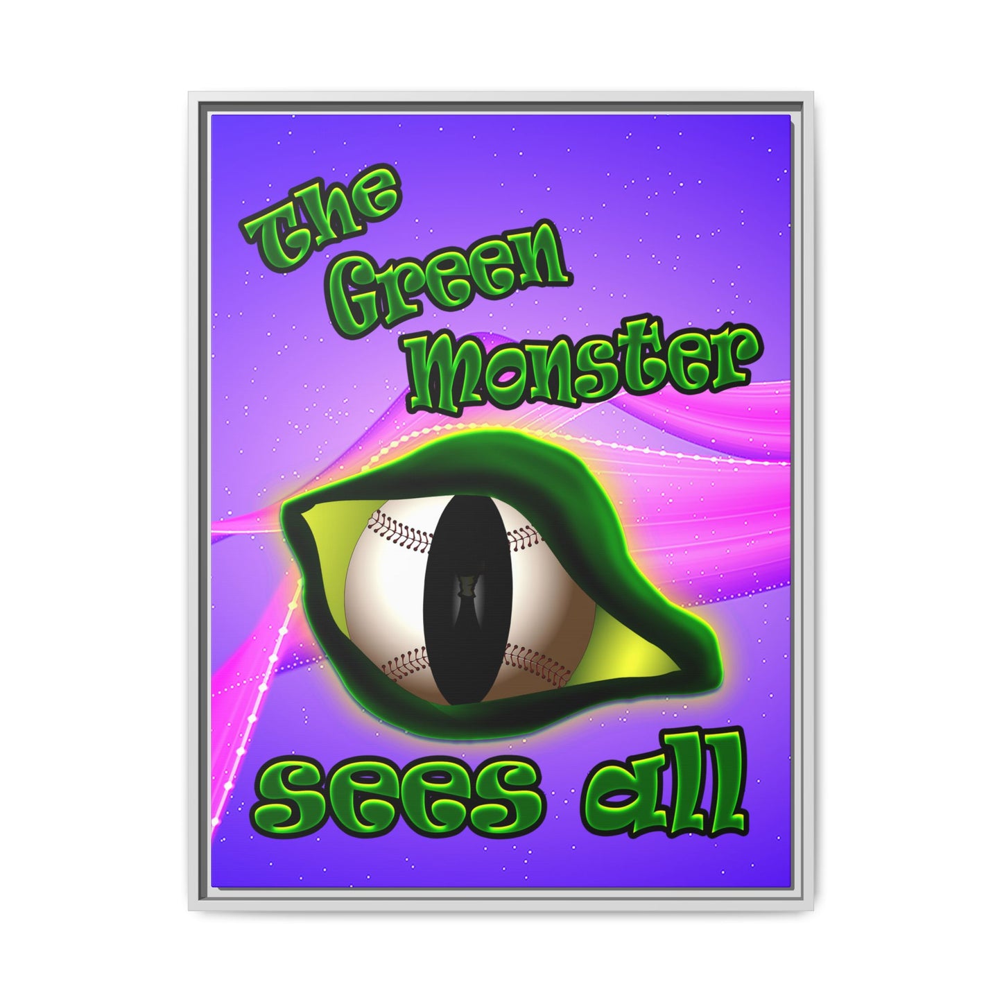 green monster - framed canvas art (purple-pink wave)