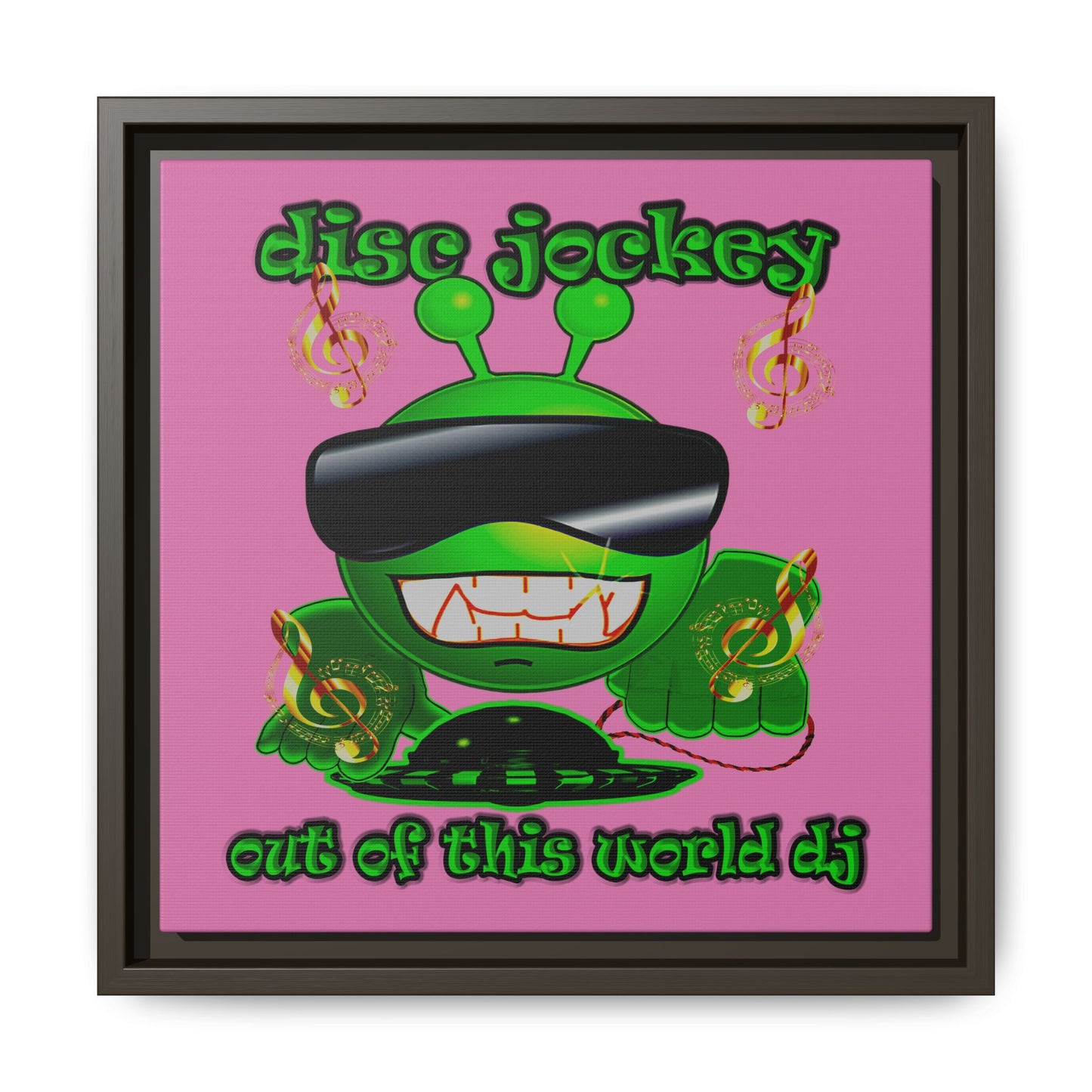 disc jockey - framed canvas art (light pink)