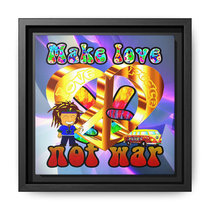 love peace - framed canvas art (grey-pink wave)