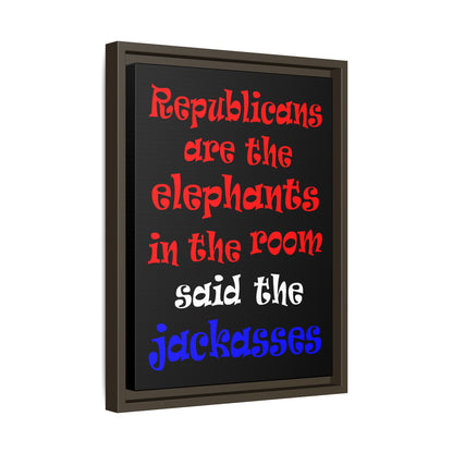 donkeys and elephants - framed canvas art (black)