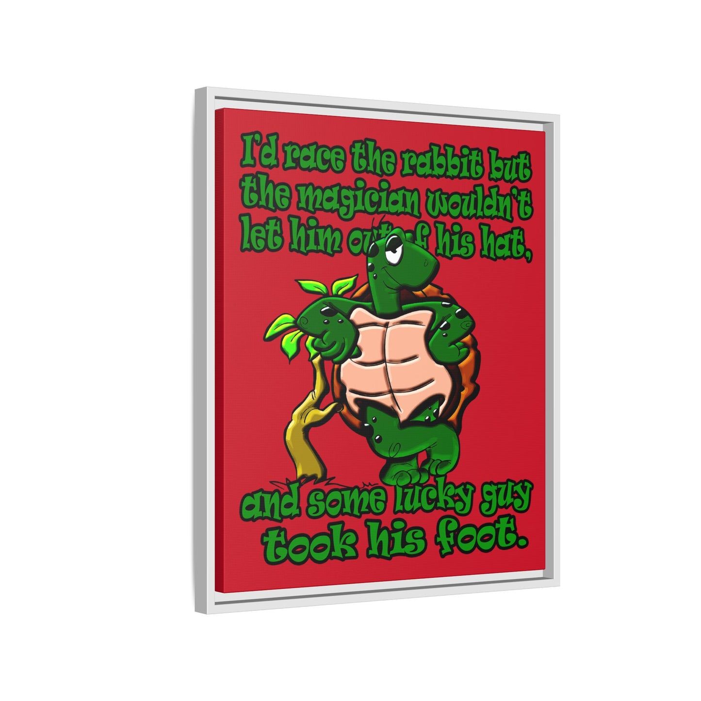 turtle race - framed canvas art (dark red)