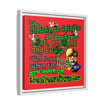 christmas spirits of boston - framed canvas art (red)