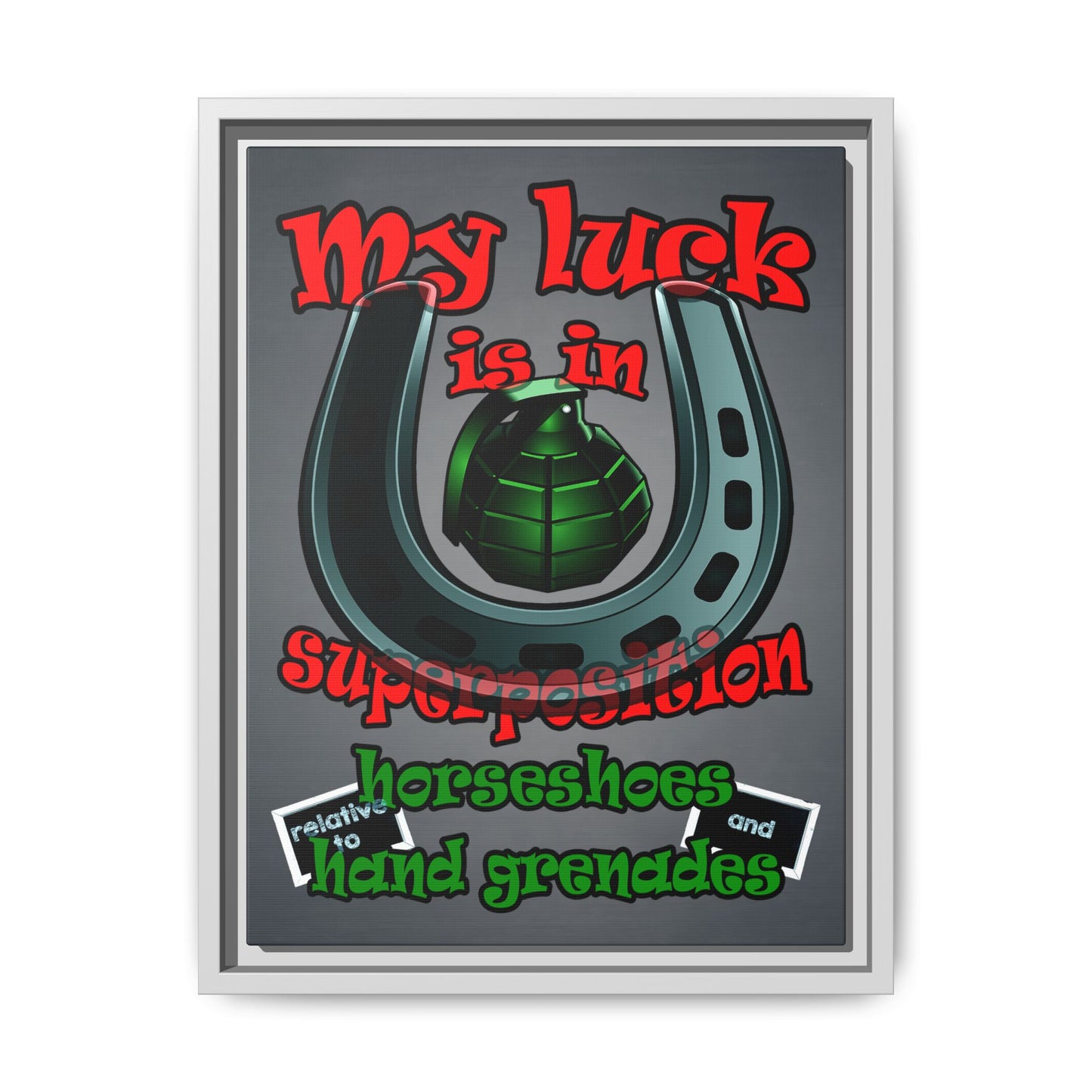 my luck - framed canvas art (grey-light grey)