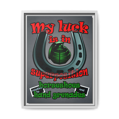 my luck - framed canvas art (grey-light grey)