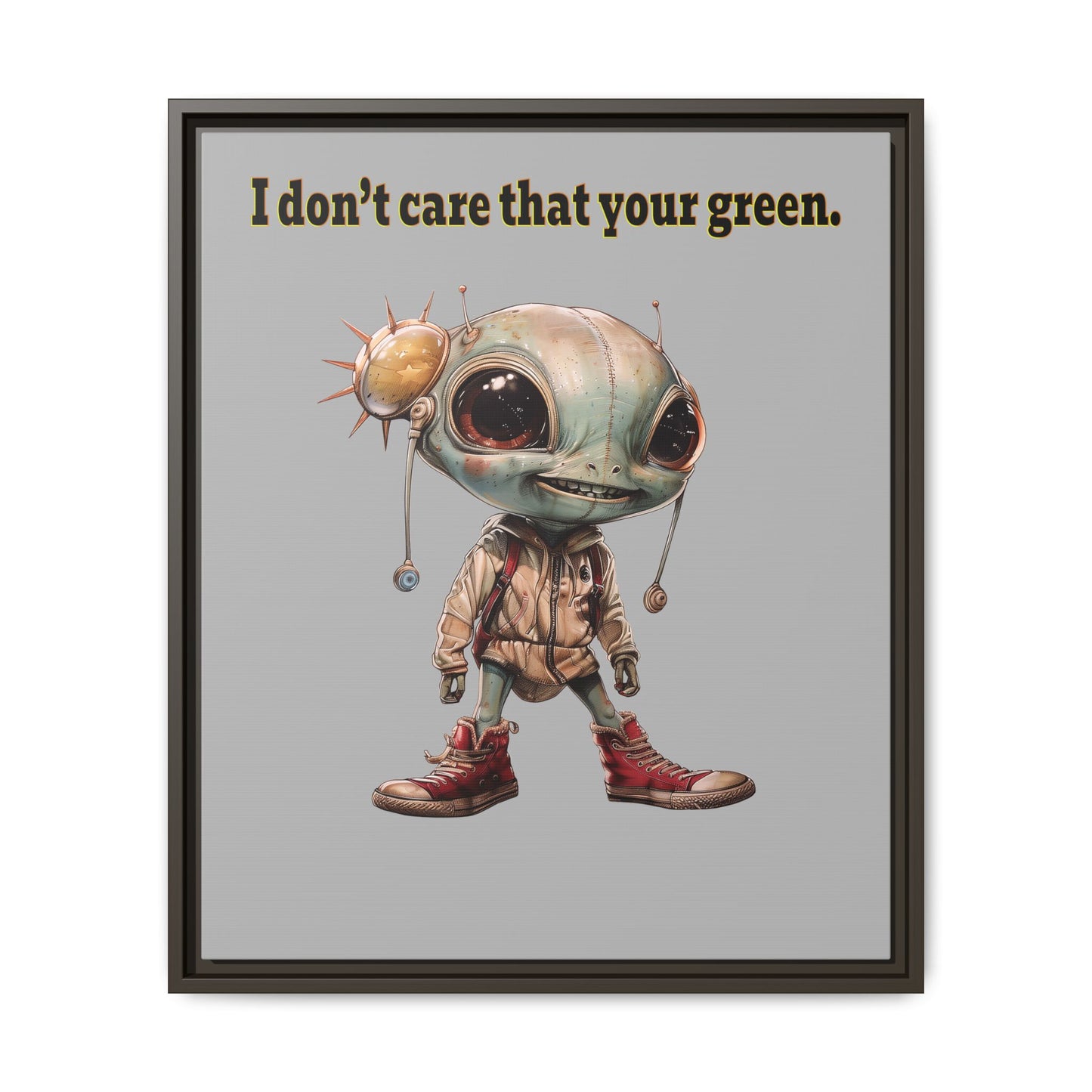 I don't care that your green - framed canvas art (light grey)