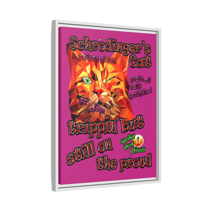 schrodinger's cat - framed canvas art (pink)
