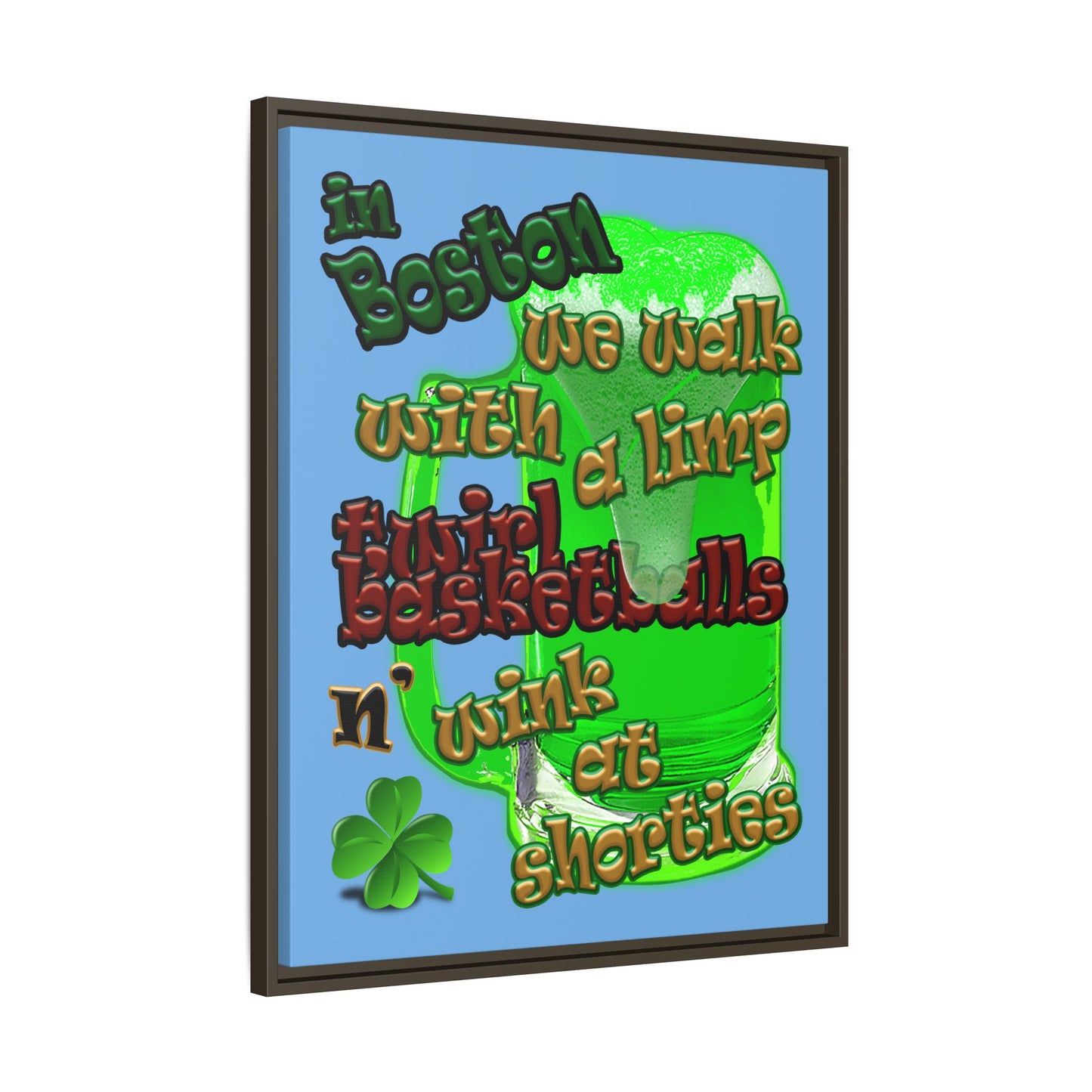celtics logo - framed canvas art (light blue)