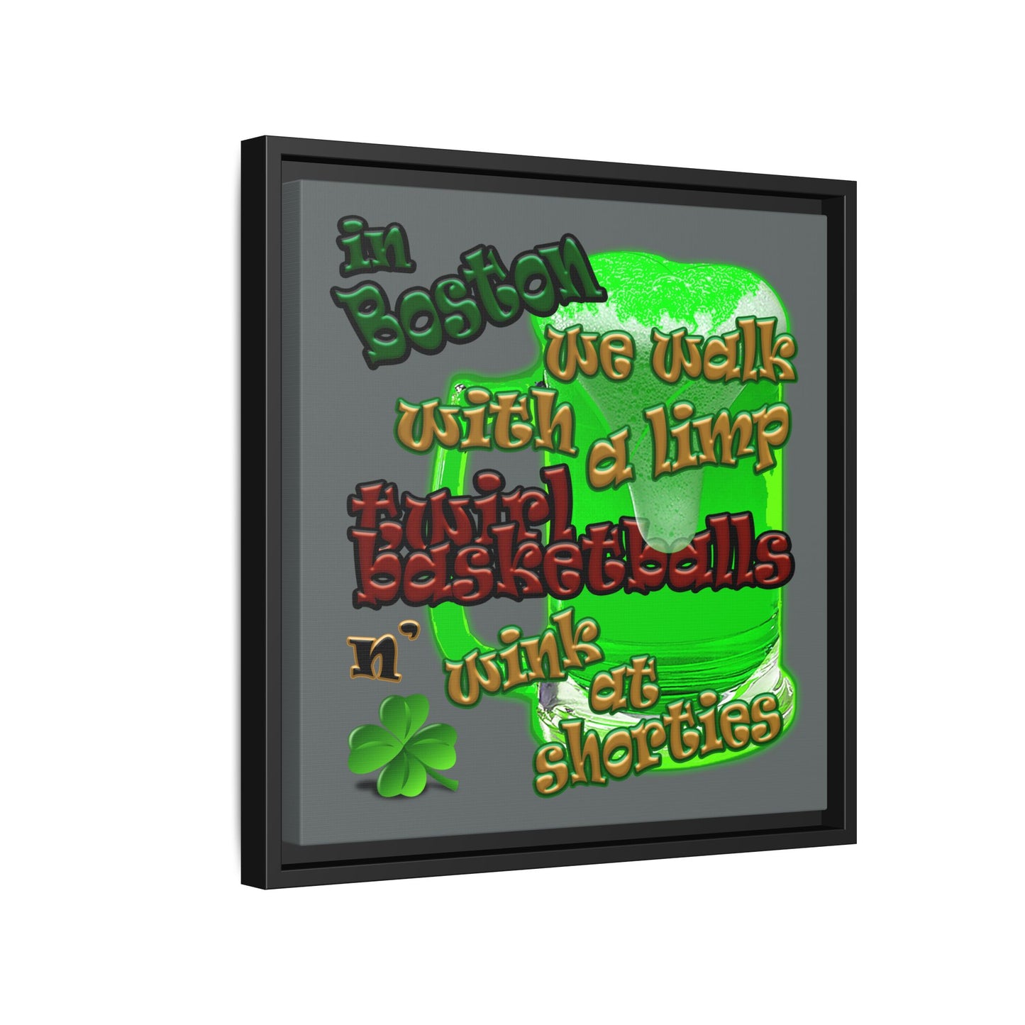 celtics logo - framed canvas art (dark grey)