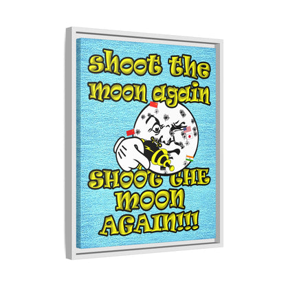 shoot the moon again - framed canvas art (faded blue)