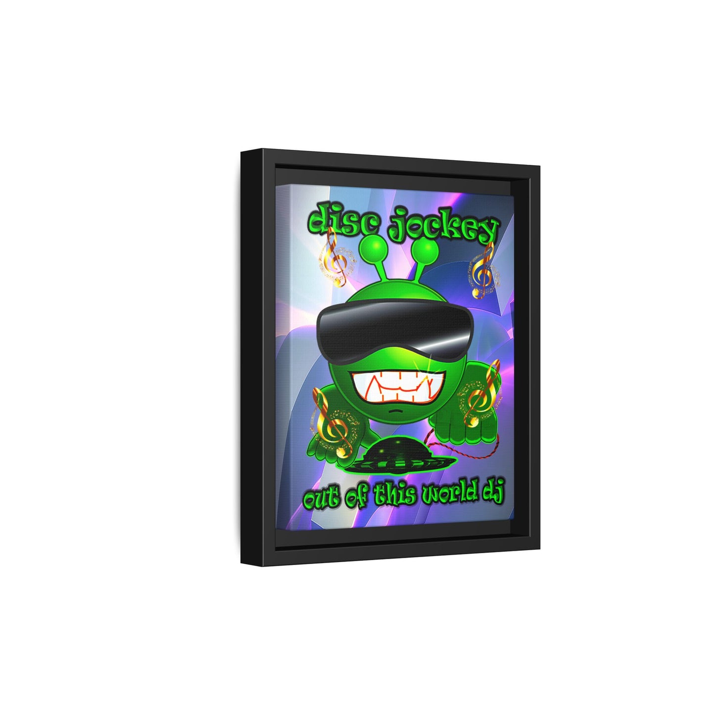 disc jockey - framed canvas art (grey-pink wave)