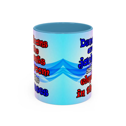 donkeys and elephants - Accent Mug (light blue-pink wave)