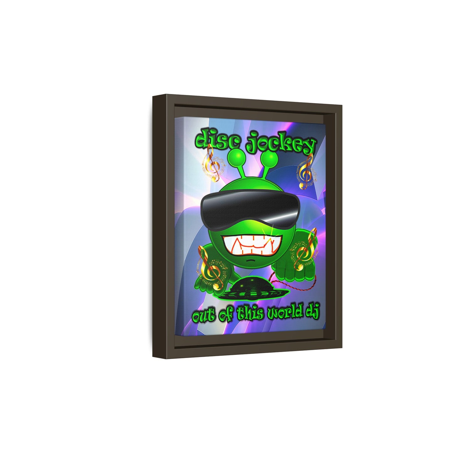 disc jockey - framed canvas art (grey-pink wave)