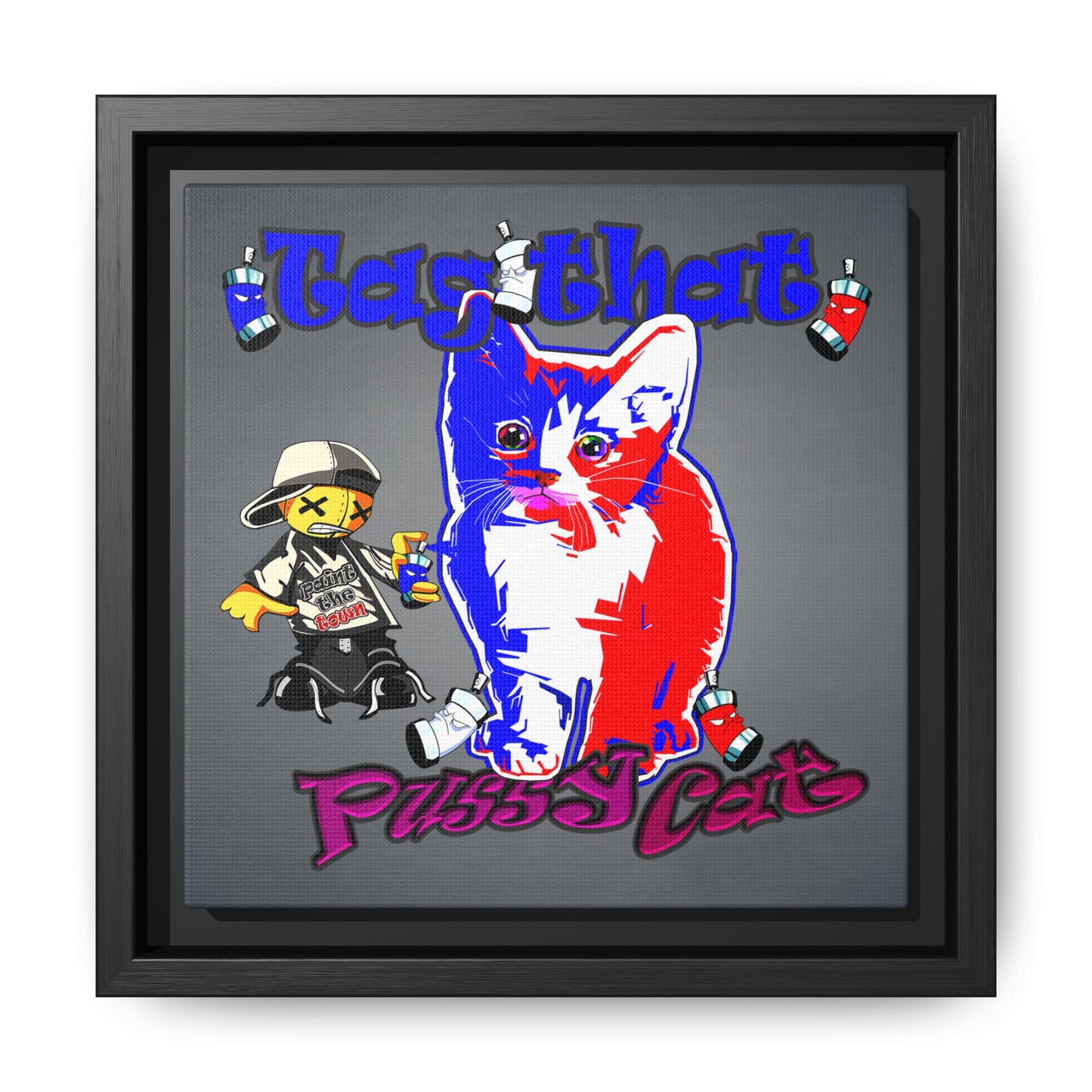 tag that - framed canvas art (grey-light grey)
