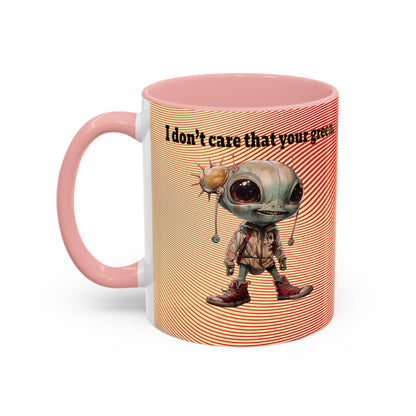 I don't care that your grey - Accent Mug (yellow-orange wave)