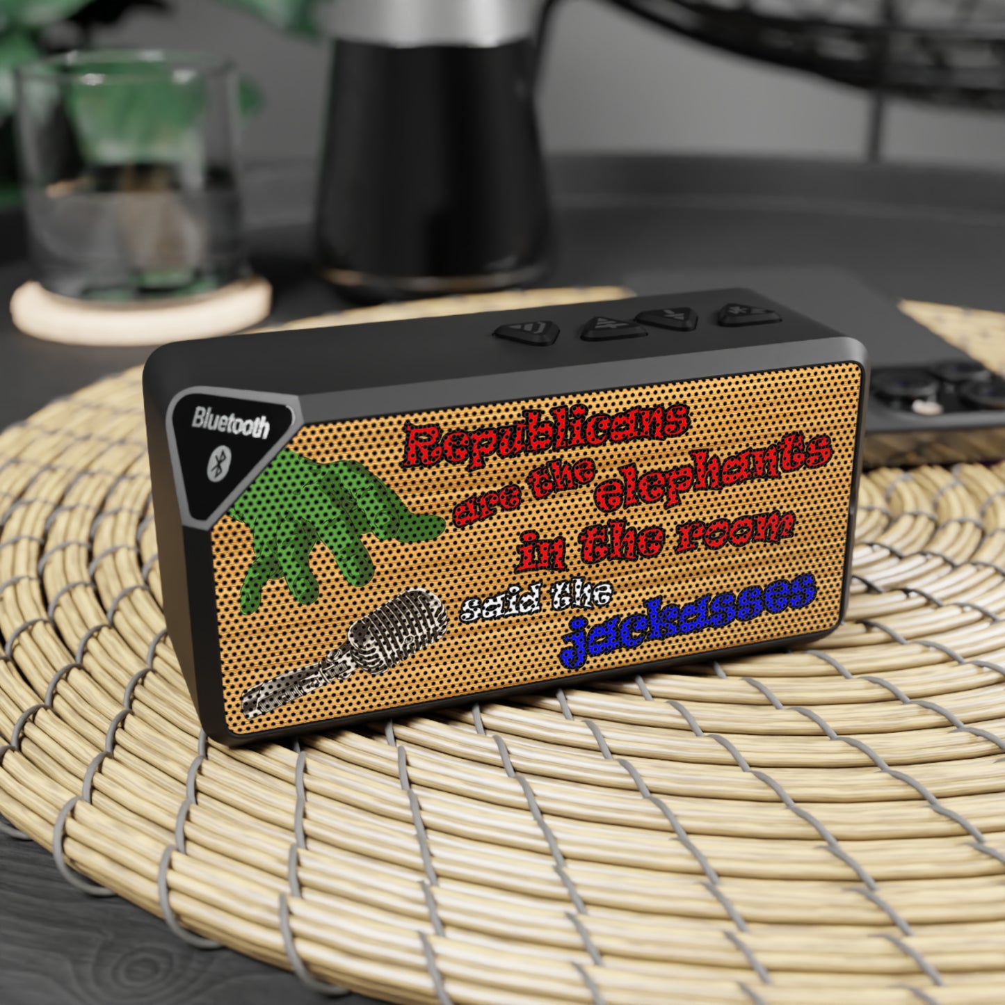 donkeys and elephants - Jabba Bluetooth Speaker (butterscotch wood finish)