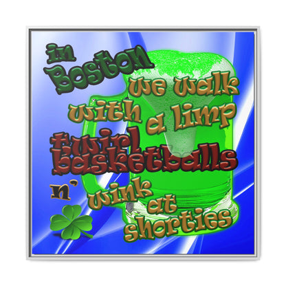 celtics logo - framed canvas art (blue-white wave)