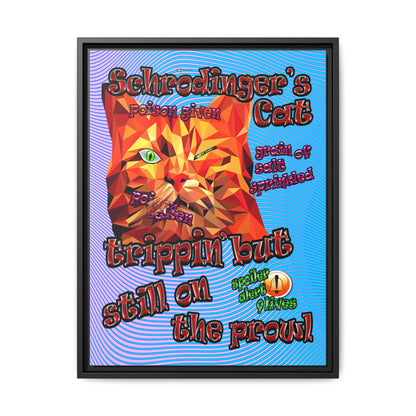 schrodinger's cat - framed canvas art (light blue-purple wave)