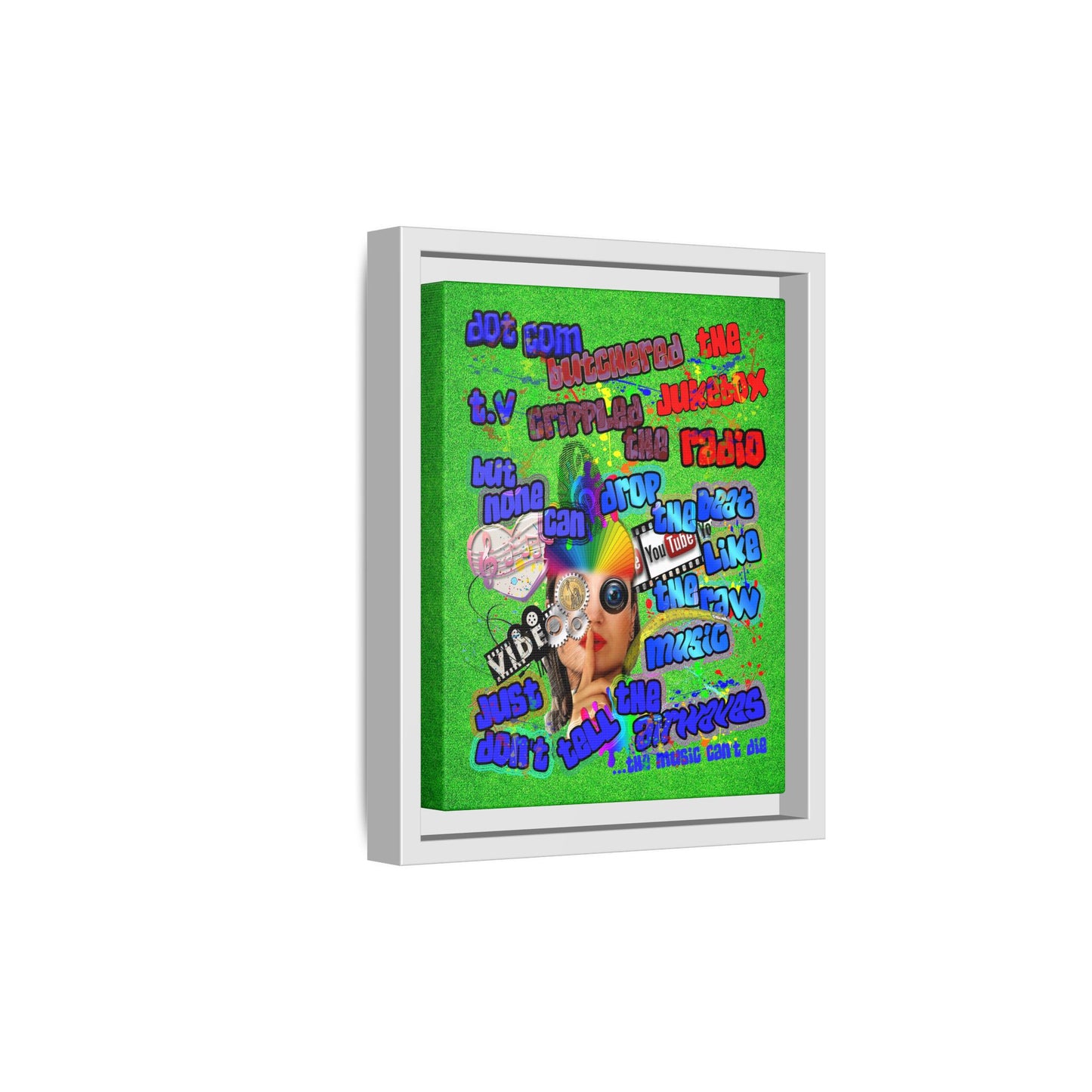 drop the beat - framed canvas art (green turf)