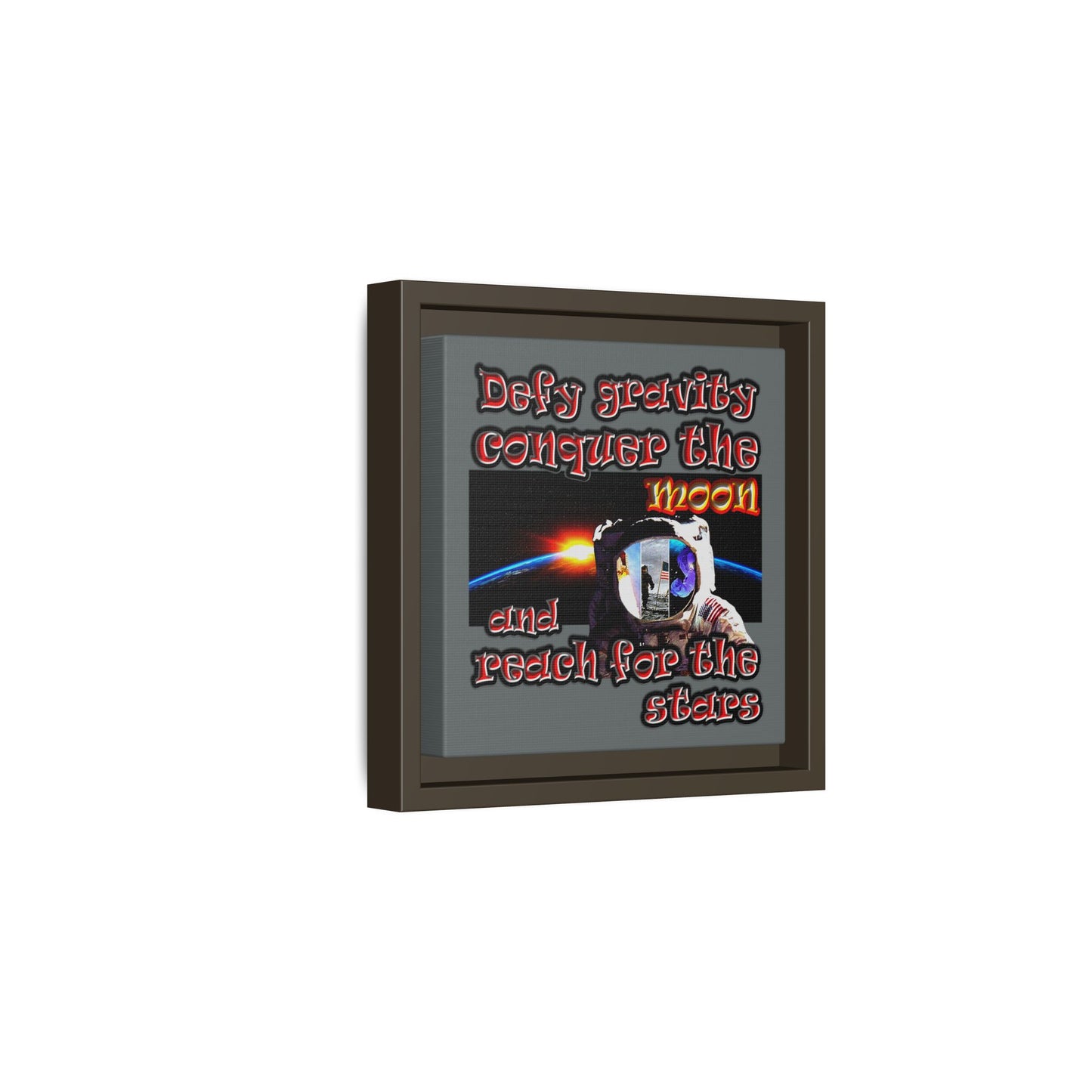 defy conquer reach - framed canvas art (dark grey)