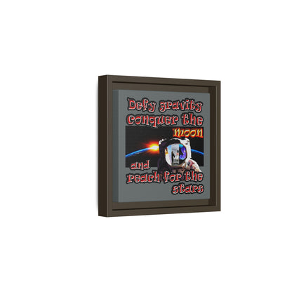 defy conquer reach - framed canvas art (dark grey)