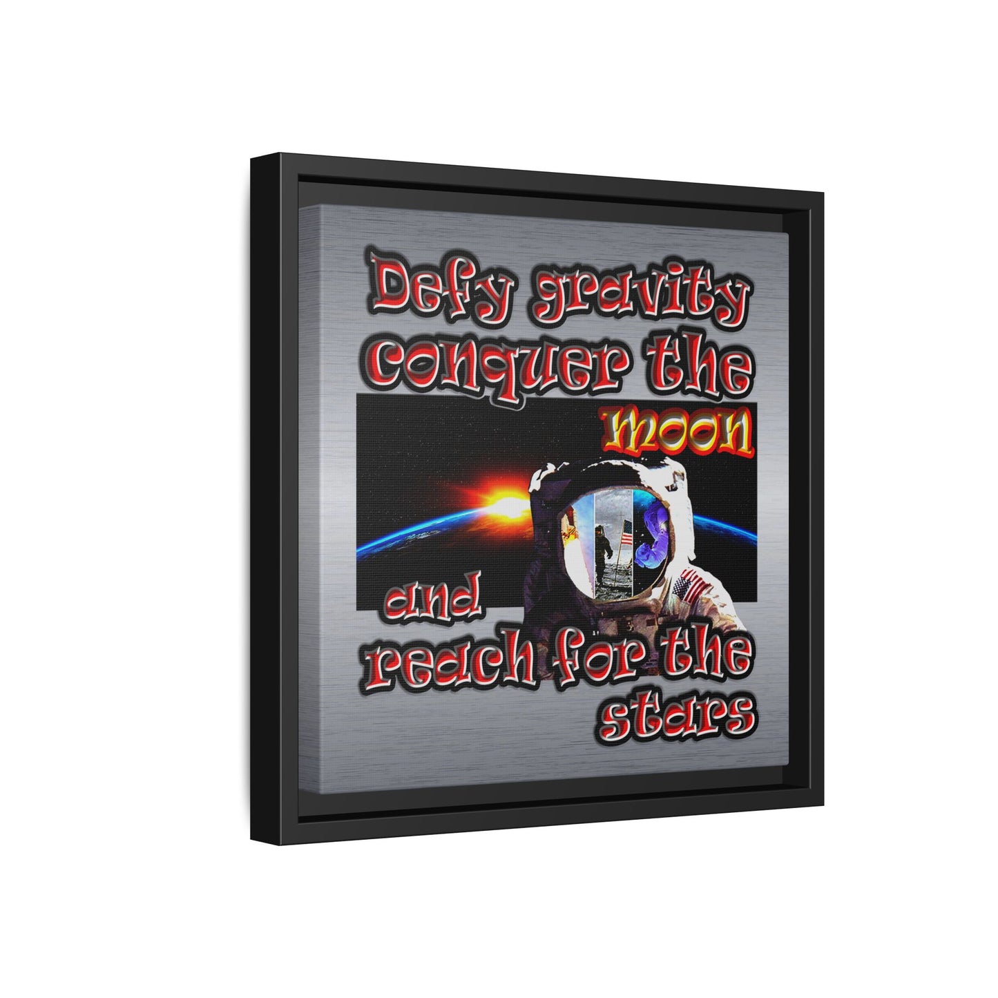 defy conquer reach - framed canvas art (brushed nickel)