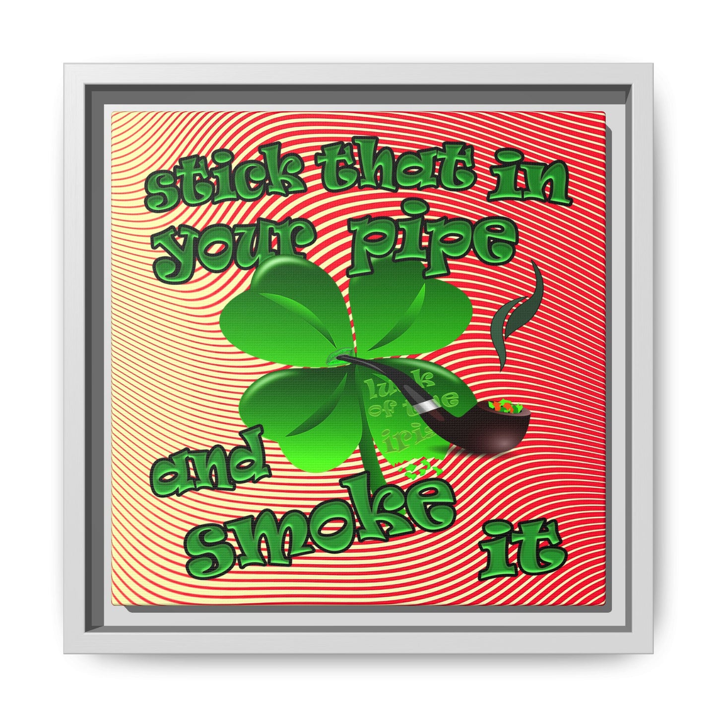 stick that in your pipe and smoke it - framed canvas art (yellow-orange wave)