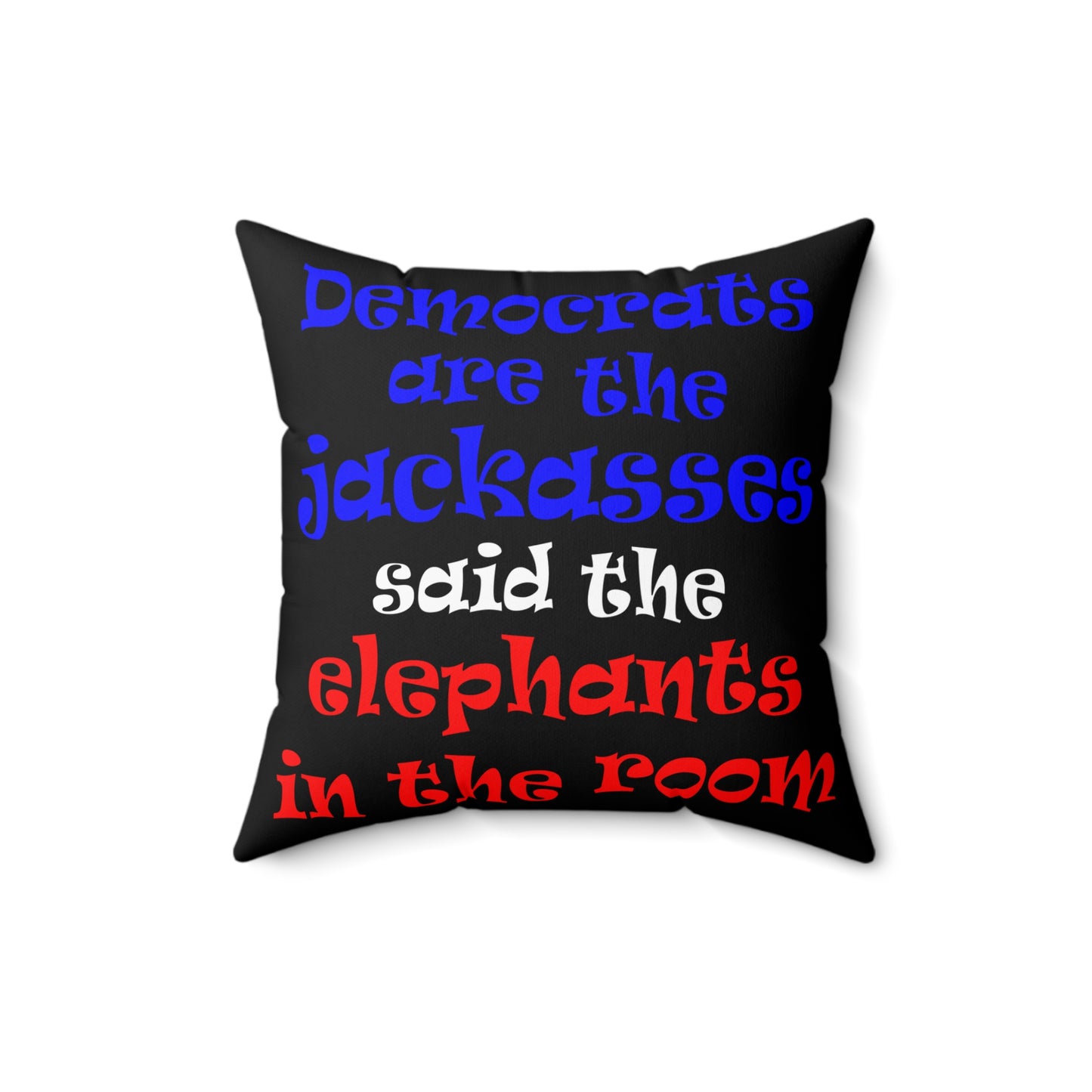 donkeys and elephants - Spun Polyester Square Pillow - (black)