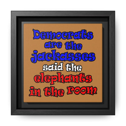 donkeys and elephants - framed canvas art (light brown)