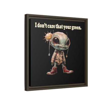 I don't care that your green - framed canvas art (black)