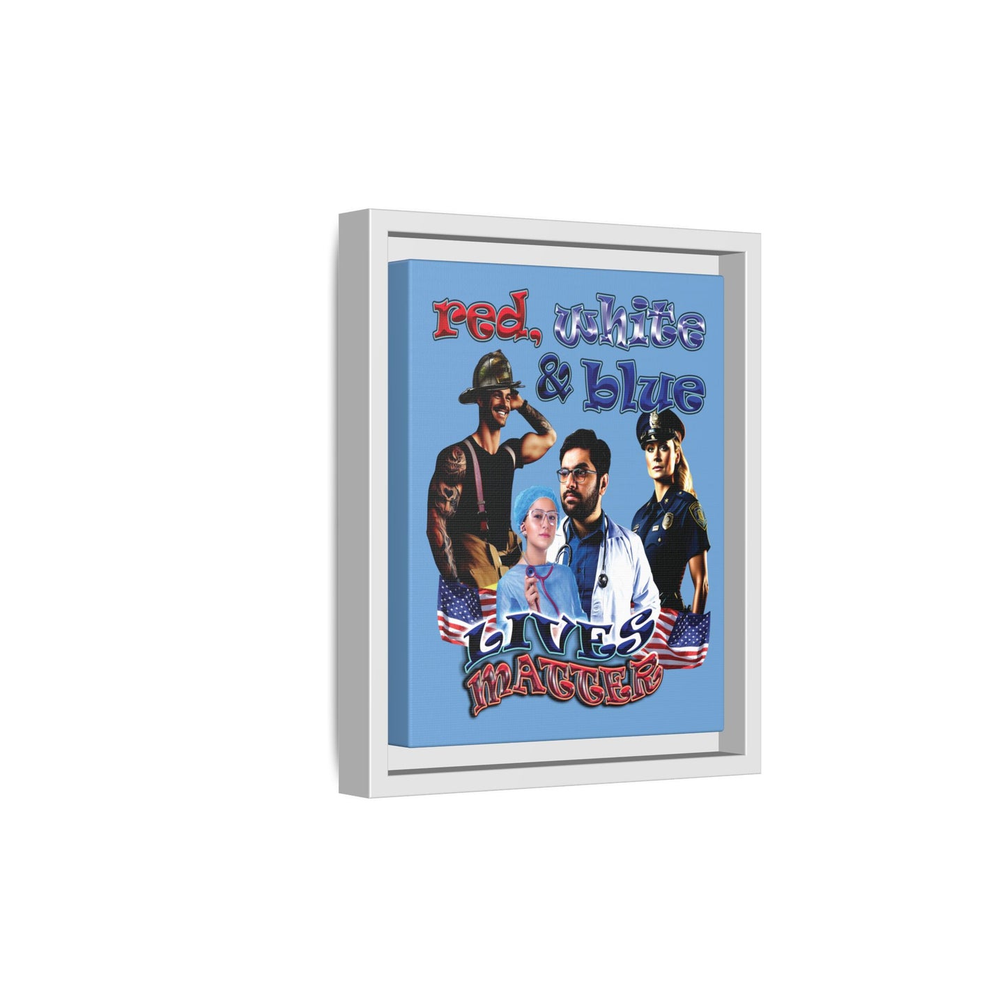 rw&b lives matter - framed canvas art (light blue)