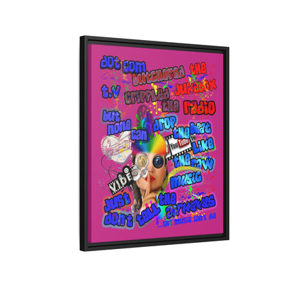 drop the beat - framed canvas art (pink)