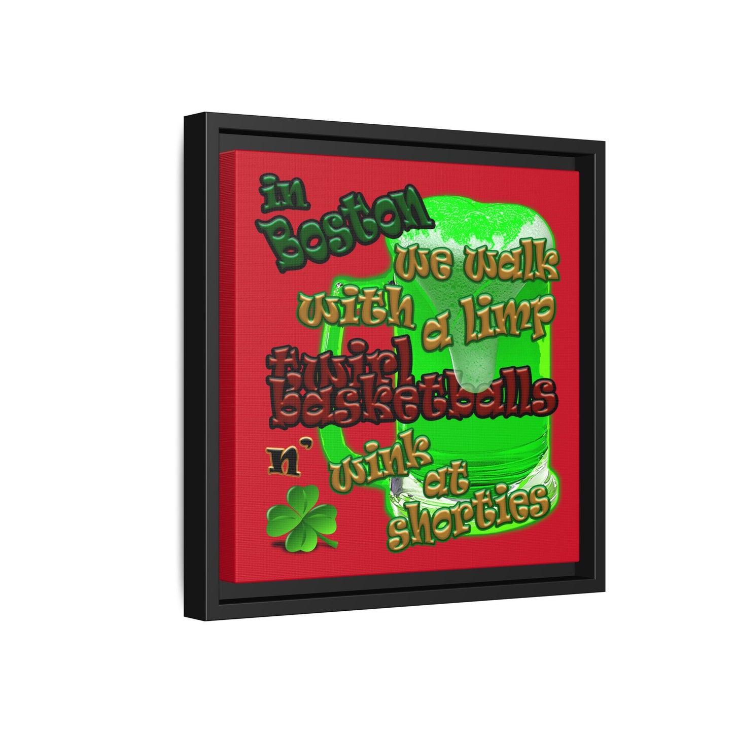 celtics logo - framed canvas art (dark red)