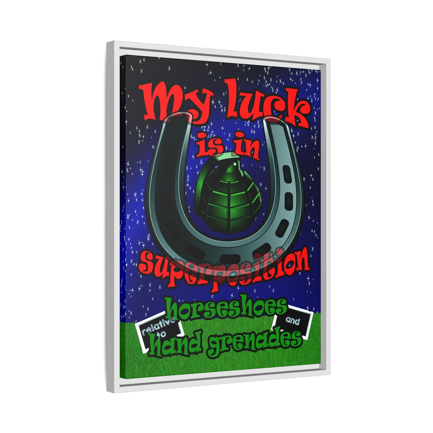 my luck - framed canvas art ('snoops' background)