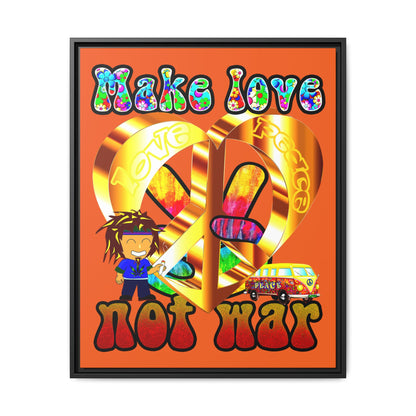 love peace - framed canvas art (orange)