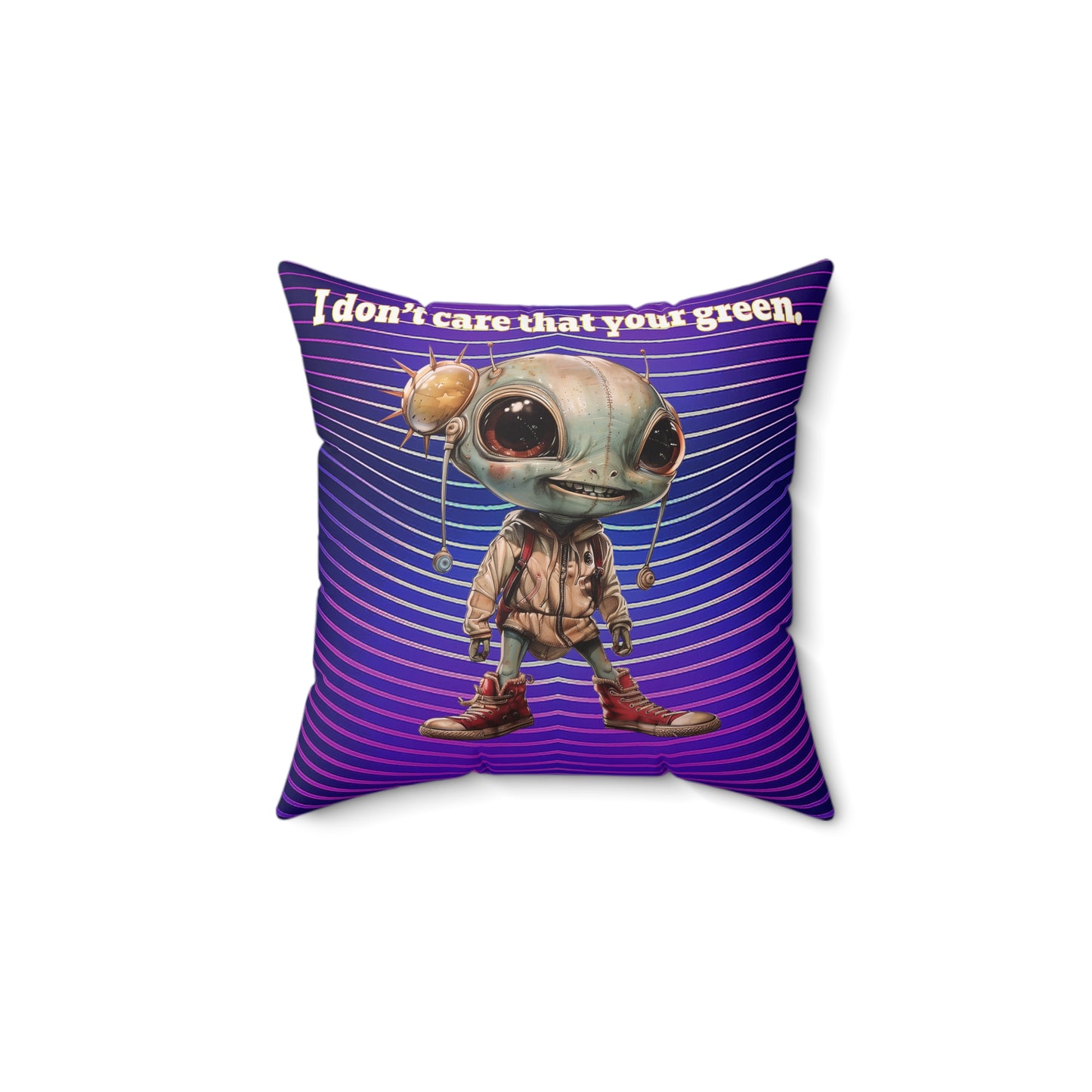 I don't care that your grey - Faux Suede Square Pillow - (purple wave)