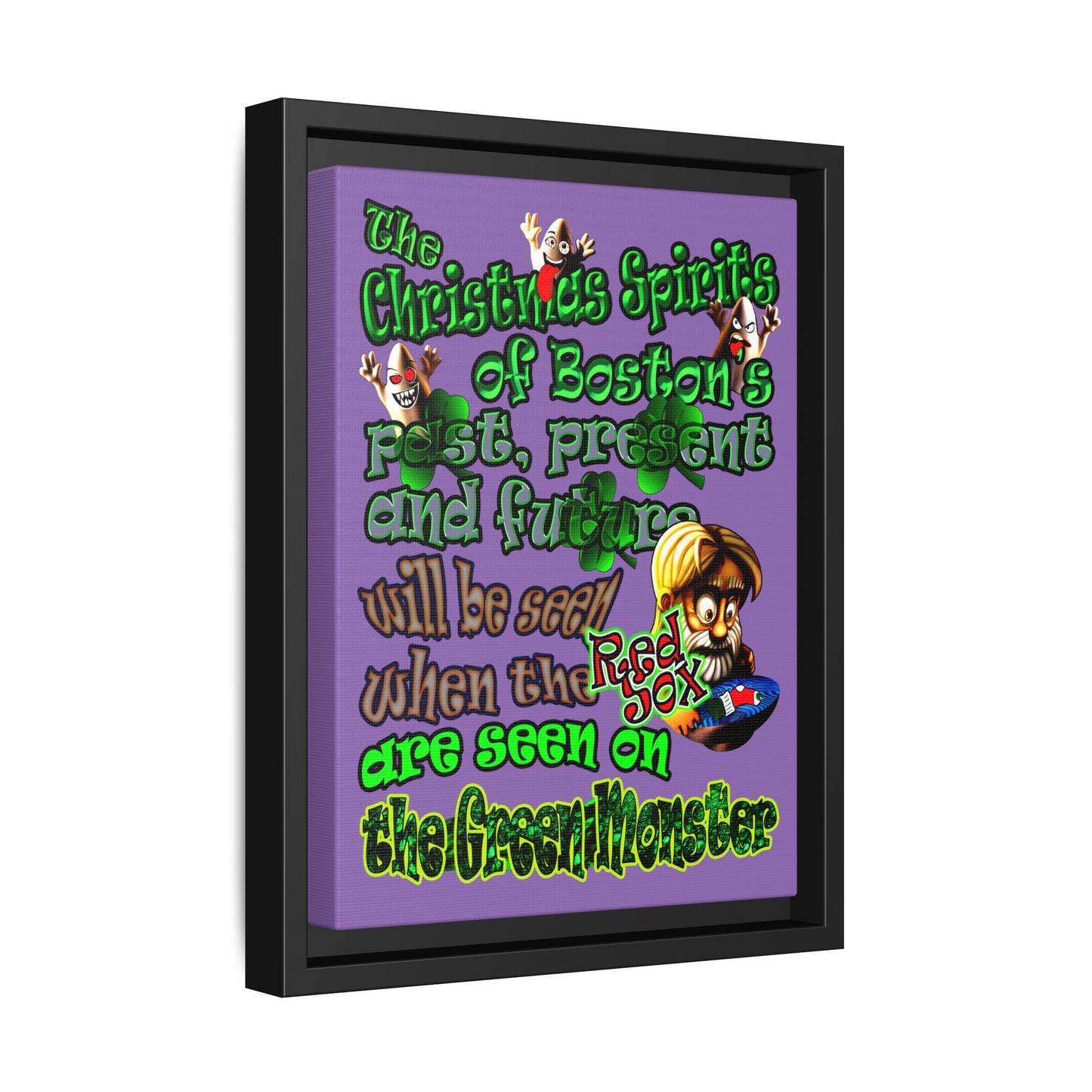 christmas spirits of boston - framed canvas art (light purple)