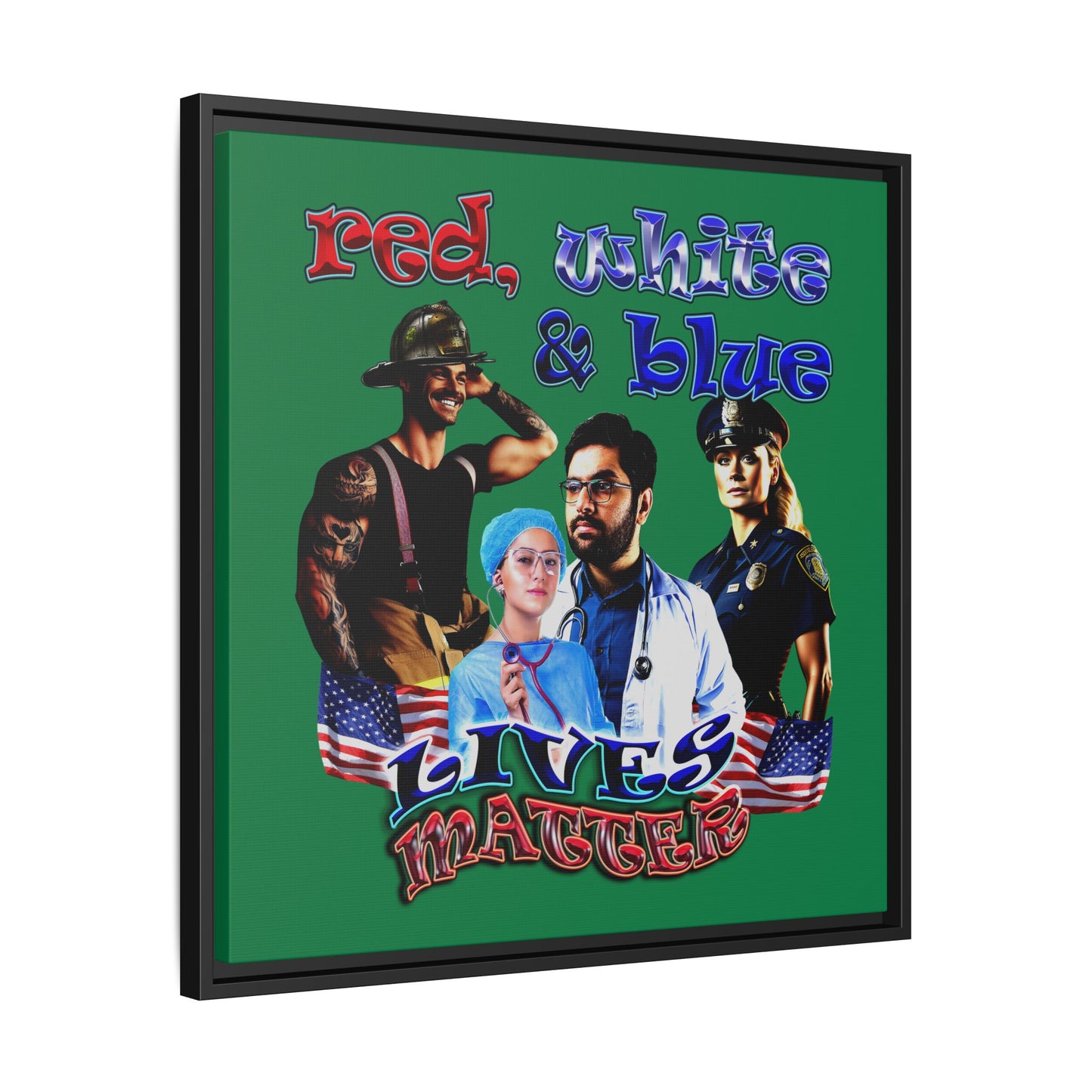 rw&b lives matter - framed canvas art (dark green)