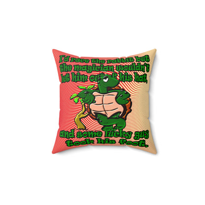 turtle race - Faux Suede Square Pillow - (yellow-orange wave)