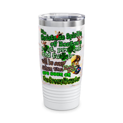 christmas spirits of boston - Ringneck Tumbler, 20oz (white marble)