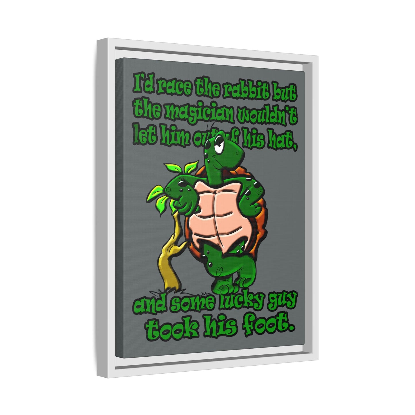 turtle race - framed canvas art (dark grey)