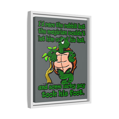 turtle race - framed canvas art (dark grey)